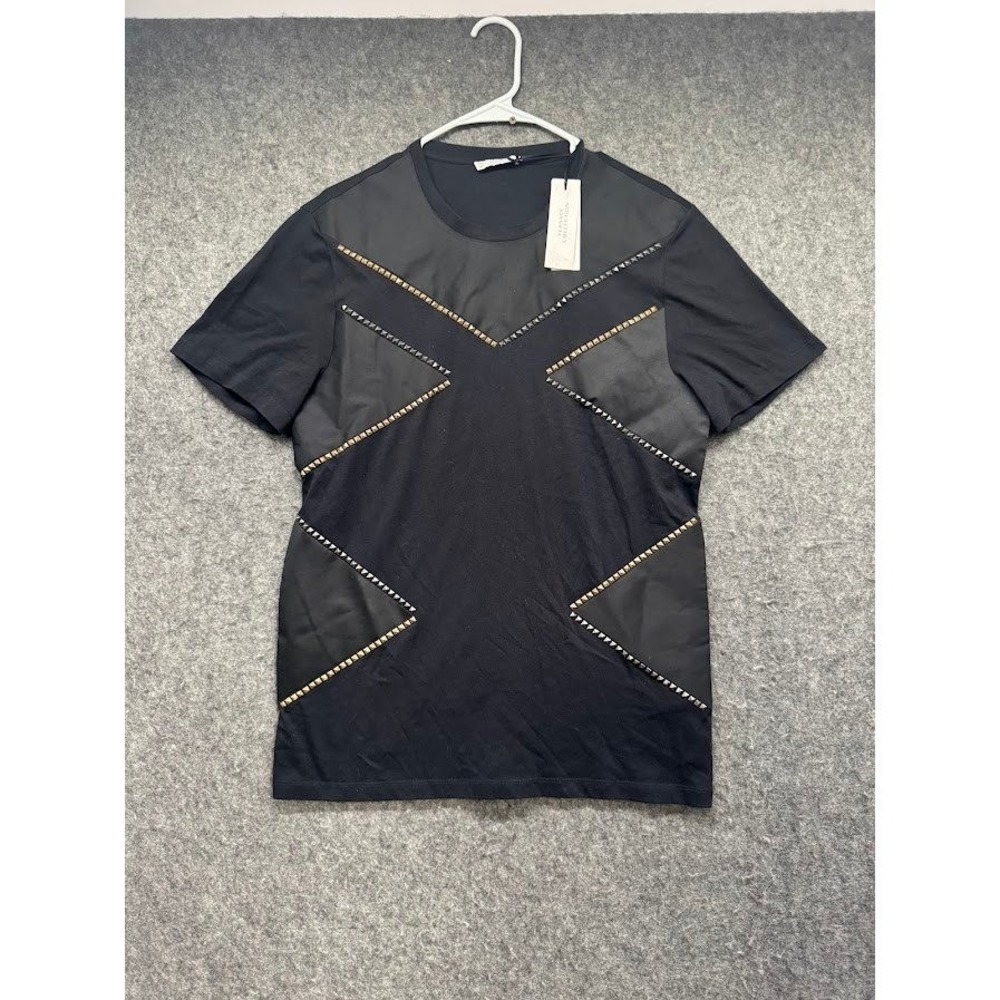 Versace Collection Mens Black Studded Geometric Graphic T-Shirt Luxury Tee NEW